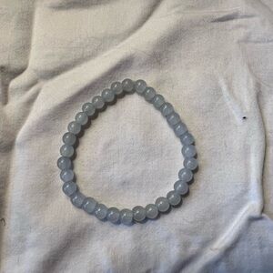 Handmade Simple Silver Beaded Bracelet, Size 7”